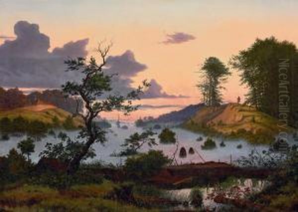 Sunrise Over A Northern Landscape Oil Painting by Eduard Von Buchan