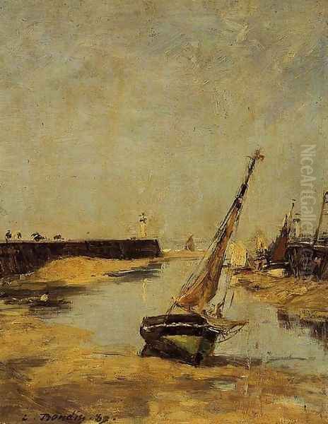 Trouville, the Jettys, Low Tide I Oil Painting by Eugene Boudin