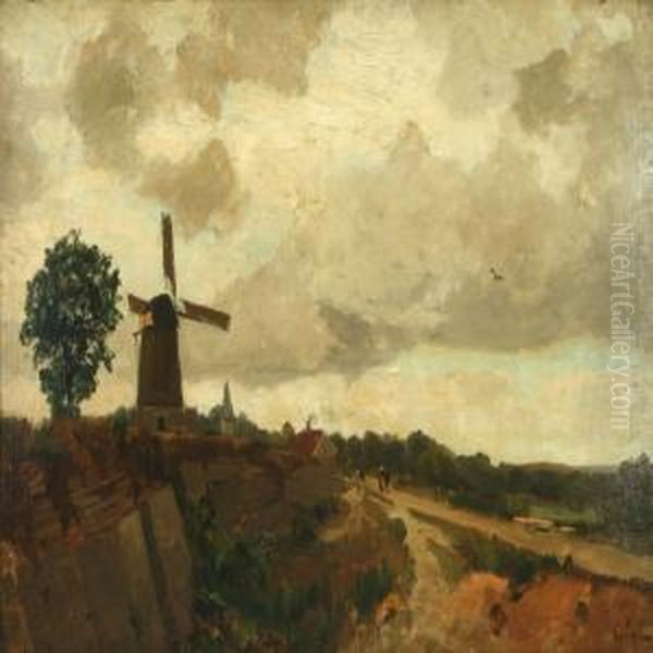 Landscape From The Netherlands With Mill Oil Painting by Gilbert Von Canal