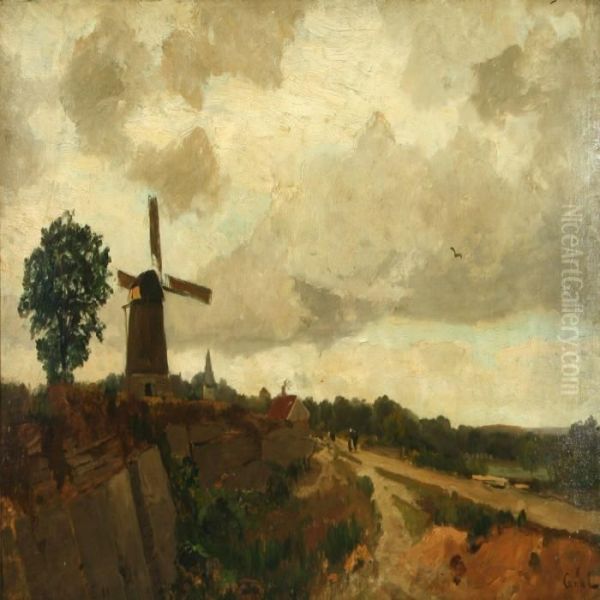 Landscape From Thenetherlands With Mill Oil Painting by Gilbert Von Canal