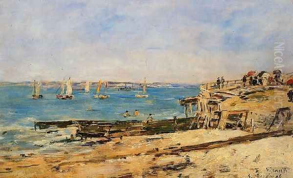 Villerville, the Shore Oil Painting by Eugene Boudin