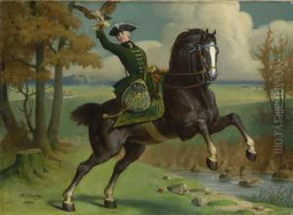 Falknerin Zu Pferd Oil Painting by Angelo Graf von Courten