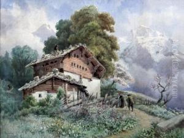 Alpine Landscape Oil Painting by Helga Von Cramm