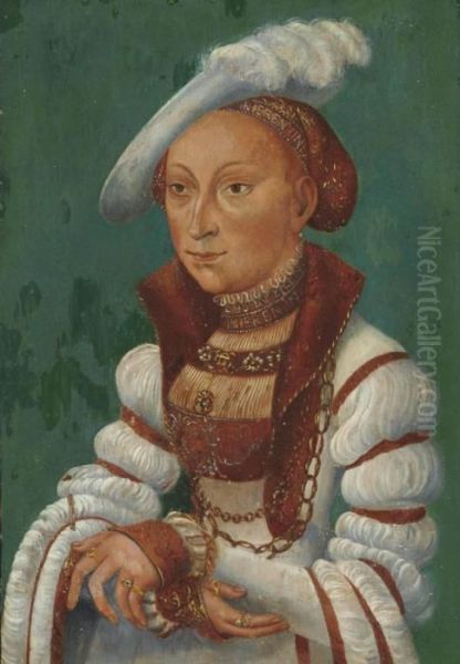 Portrait Of Sibylle Von Cleve, Electress Of Saxony Oil Painting by Lucas The Elder Cranach