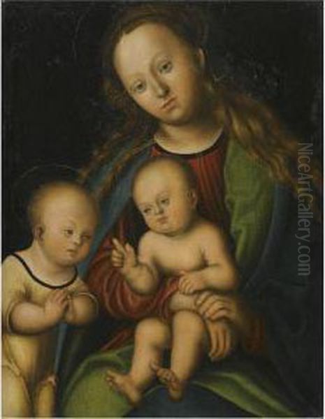 Virgin And Child With The Infant Saint John The Baptist Oil Painting by Lucas The Elder Cranach