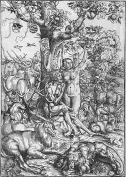 Adam Und Eva Im Paradies. Oil Painting by Lucas The Elder Cranach