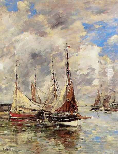 Trouville, the Piers, High Tide Oil Painting by Eugene Boudin