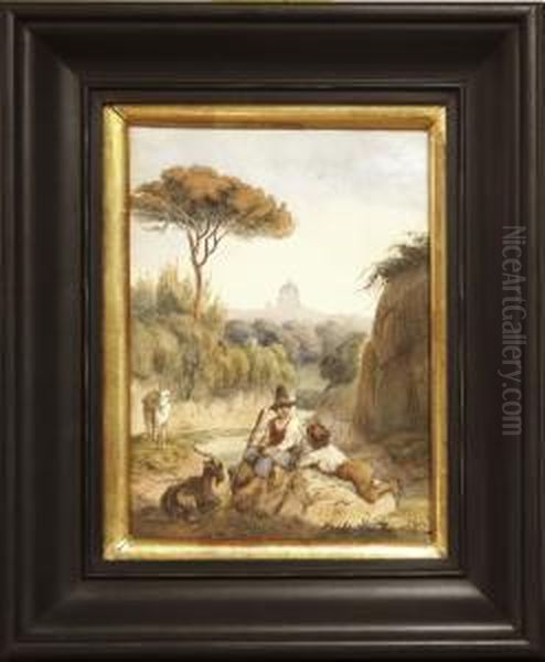 Figurscenmed Vy Mot St Perskyrkan Oil Painting by Fritz Von Dardel