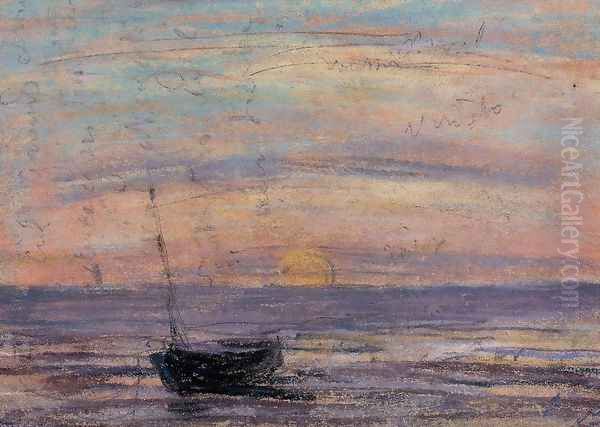 Fishing Boat Oil Painting by Eugene Boudin