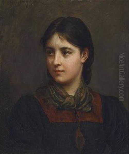 Country Girl Oil Painting by Franz Von Defregger