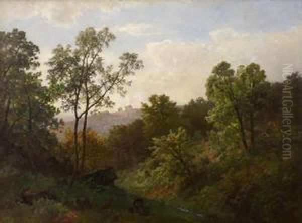 Bewaldete Landschaft Oil Painting by Carl Von Der Hellen