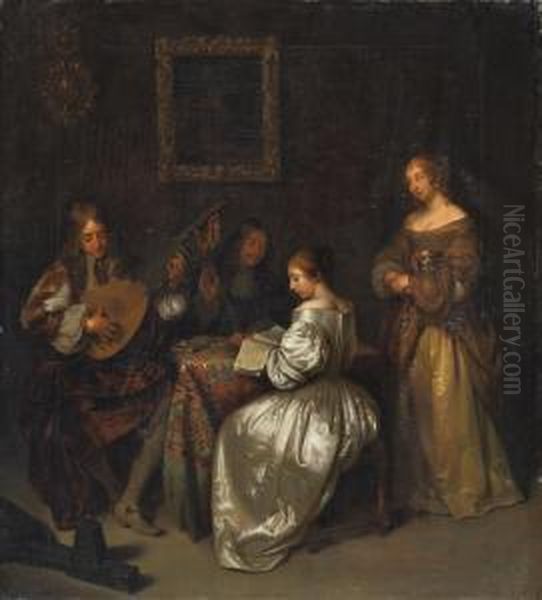 Interieur Mitmusizierenden Oil Painting by Johann Philipp Von Der Schlichten