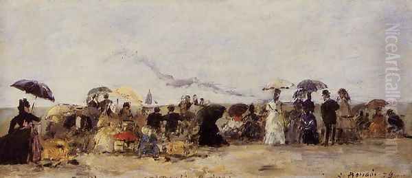 Trouville, Beach Scene IV Oil Painting by Eugene Boudin