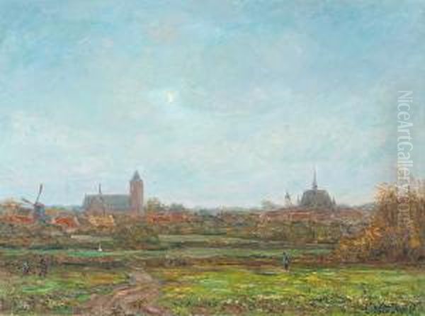 Hollandische Stadt Oil Painting by Leo Klein Von Diepold