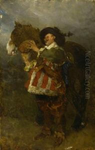 Landsknecht Mit Pferd Oil Painting by Wilhelm Von Diez