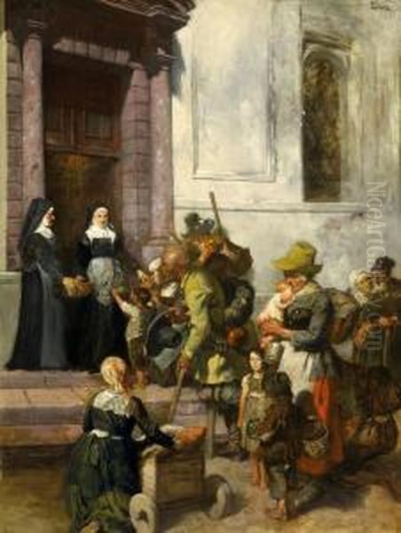 Die Klostersuppe Oil Painting by Wilhelm Von Diez