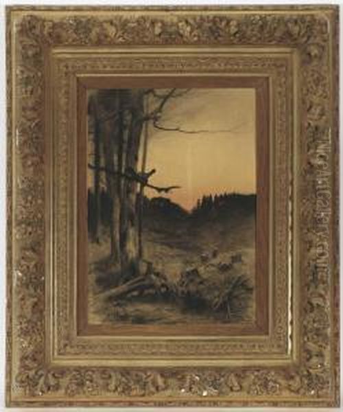 Balzender Auerhahn In Der Morgendammerung Oil Painting by Carl Ritter Von Dombrowski