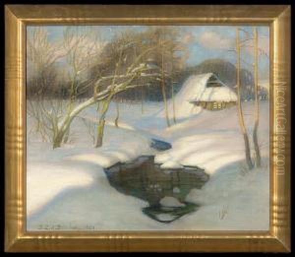 Winter Oil Painting by Sixtus, Ritter Von Dzbanski