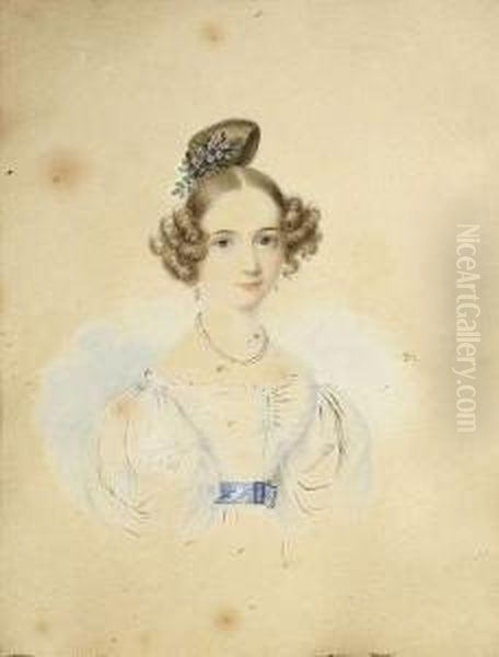 Portrait Ofemma Freifrau Von Linden Oil Painting by Carl Martin Von Ebersberg