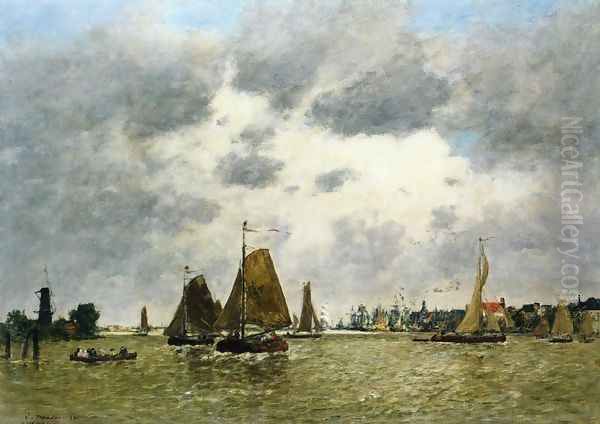 La Meuse at Dordrecht I Oil Painting by Eugene Boudin