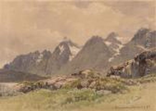 A Motif From The Area Of Digermulen On The Lofoten Islands Oil Painting by Themistocles Von Eckenbrecher