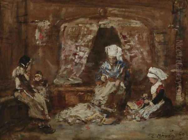 Les Coutières de Plougastel Oil Painting by Eugene Boudin