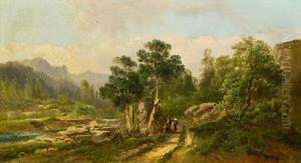 Bei Portschach In Karnten Oil Painting by Theodor, Freiherr Von Ehrmanns