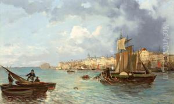 Blick Auf Triest Oil Painting by Theodor, Freiherr Von Ehrmanns