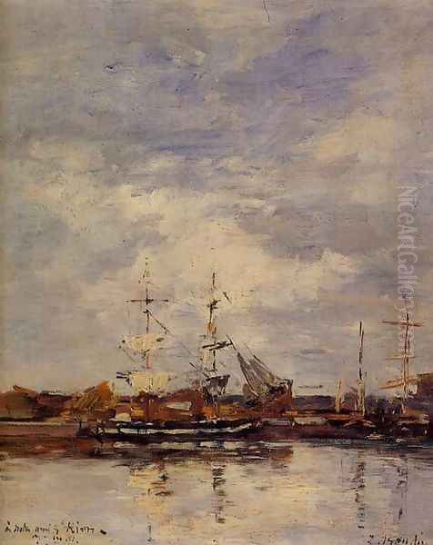 Deauville Harbor Oil Painting by Eugene Boudin