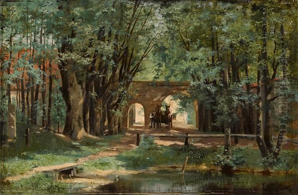 A Wooded Landscape Oil Painting by Elisabeth Von Eicken