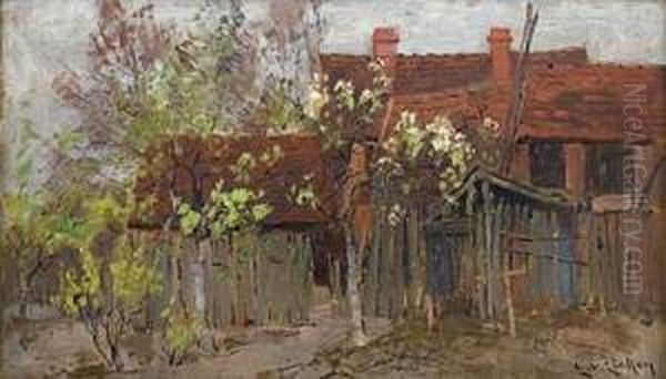 Garten Im Fruhling. Oil Painting by Elisabeth Von Eicken