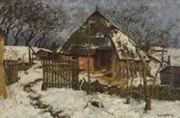 Das Dornenhaus In Winterlichem Tauschnee. Oil Painting by Elisabeth Von Eicken