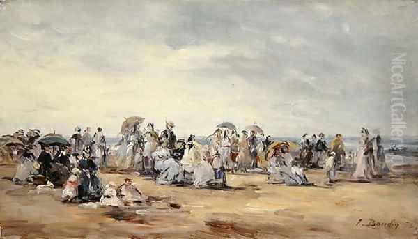 The Beach at Trouville 1873 Oil Painting by Eugene Boudin