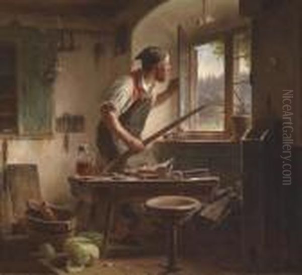 The Vigilant Shoemaker Oil Painting by Karl Von Enhuber