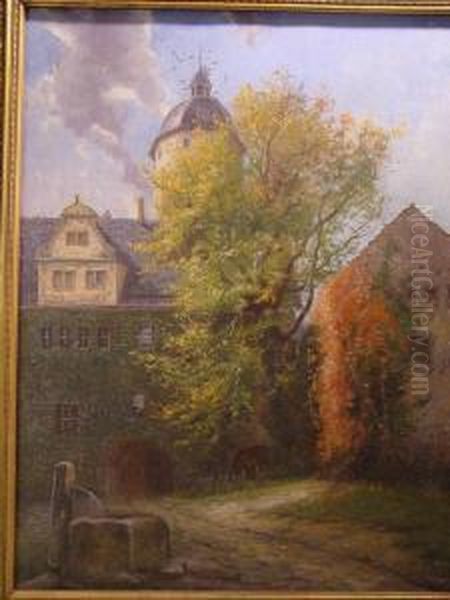 Eschwege, Burghof Im Schlos Ranis Oil Painting by F.A. Elmar Von Eschwege