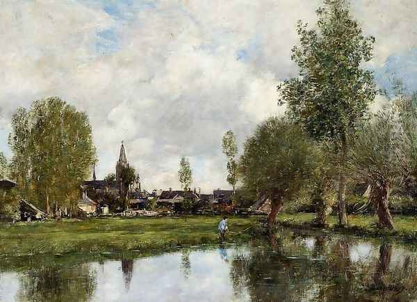 Village around Dunkirk Oil Painting by Eugene Boudin