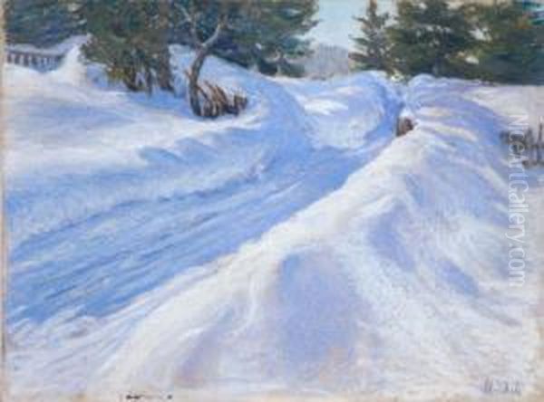 Snow Landscape. Oil Painting by Max Von Esterle