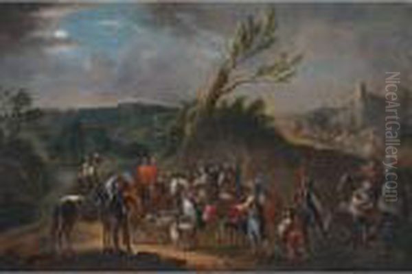 Scene De Pillage Oil Painting by Carel van Falens or Valens