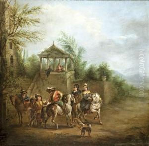 Indulas A Vadaszatra Oil Painting by Carel van Falens or Valens