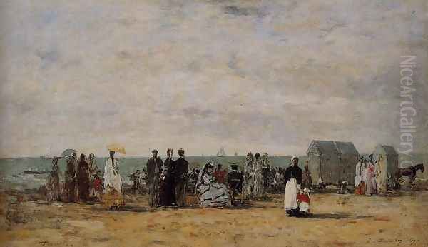 The Beach at Trouville V Oil Painting by Eugene Boudin