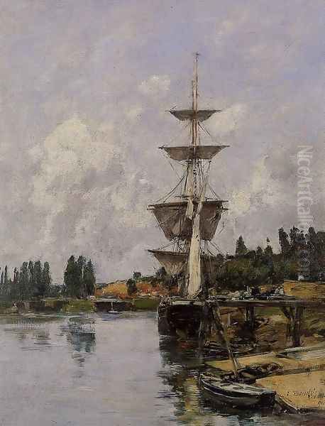 The Canal at Saint-Valery-sur-Somme Oil Painting by Eugene Boudin