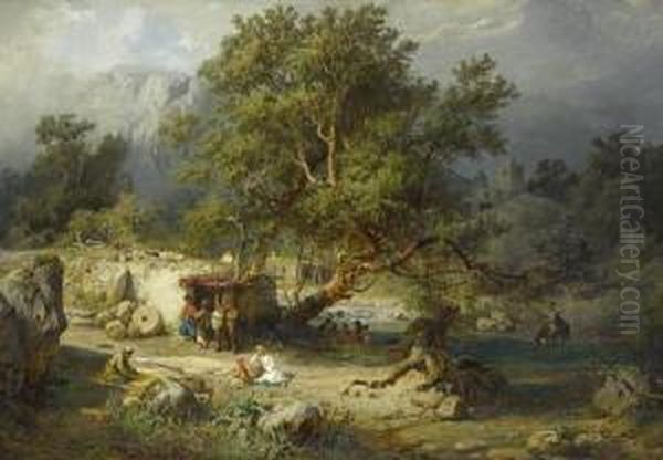 Caucasian Landscape Oil Painting by Paul Von Franken