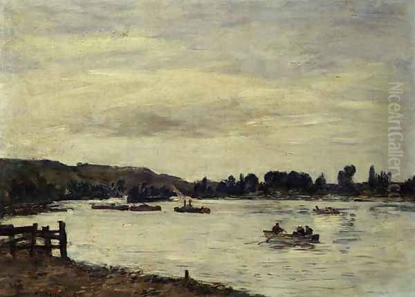 The Seine near Rouen 1895 Oil Painting by Eugene Boudin