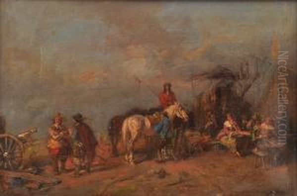 Encampment Oil Painting by Alfred Ritter von Malheim Friedlander