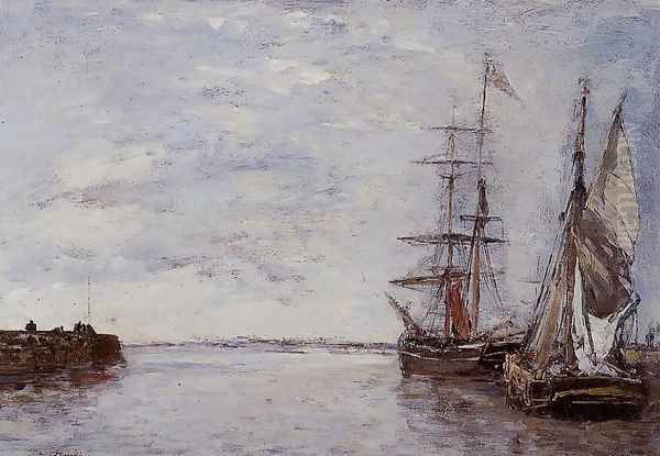 The Port at Deauville Oil Painting by Eugene Boudin