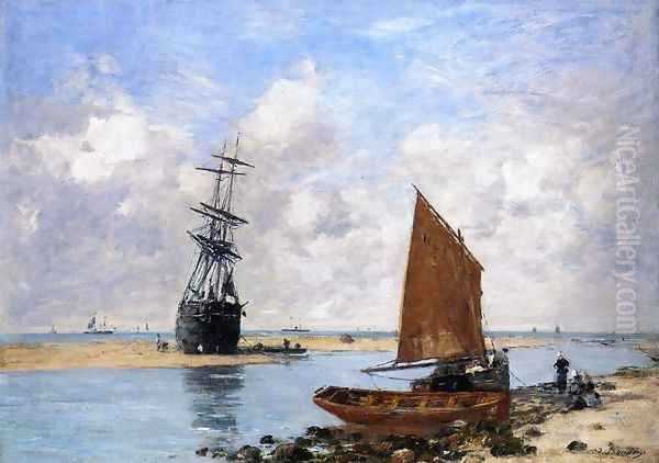 The Trouville Chanel, Low Tide Oil Painting by Eugene Boudin