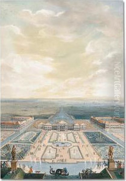 The Nymphenburg From The West, With A Gondola In The Foreground And The Twin Towers Of The Frauenkirche In The Distance Oil Painting by Maximilian Von Geer