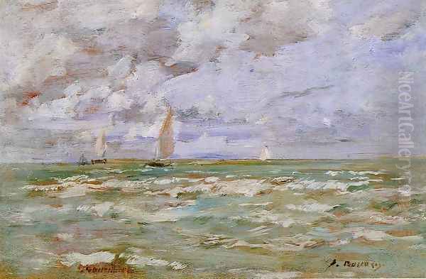 Standing off Deauville Oil Painting by Eugene Boudin