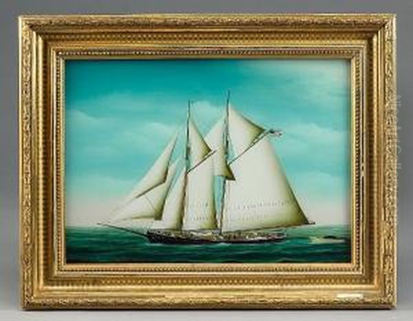 Of An American Schooner Oil Painting by Hermann Von Glass