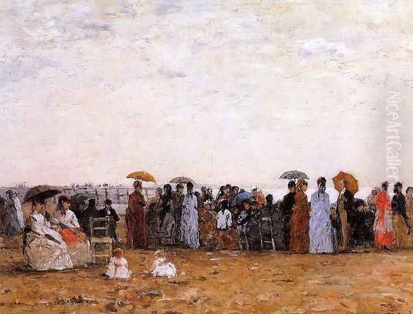 Trouville, Beach Scene II Oil Painting by Eugene Boudin